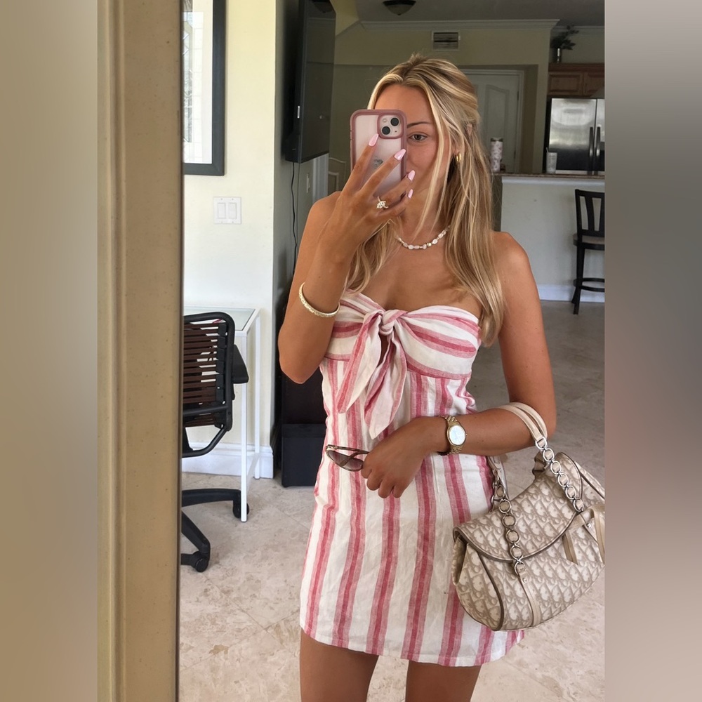 Striped Red and White Strapless Dress
